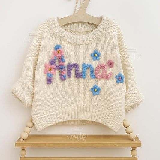 Custom Floral Name Sweater