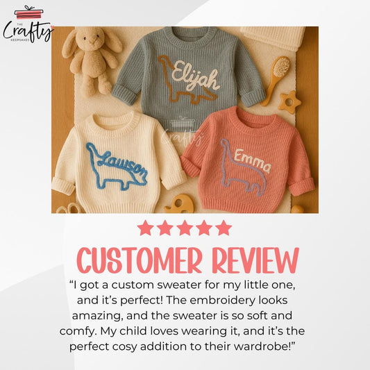 Dinosaur Embroidered Name Sweater