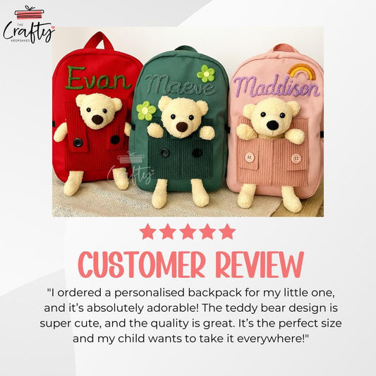 Embroidered Teddy Bear Backpack