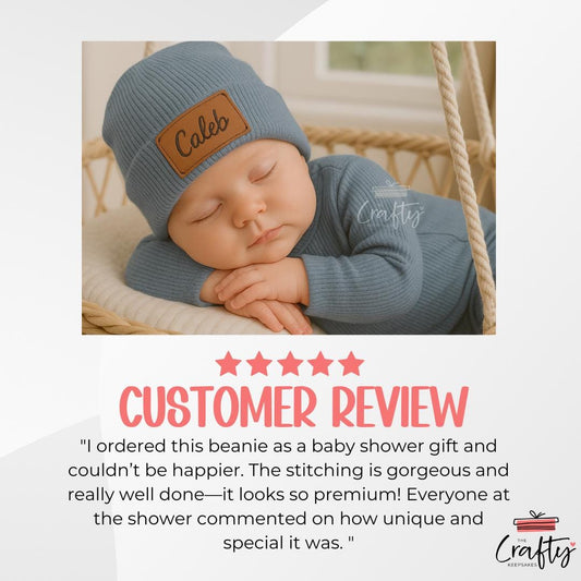 Leather-Look Patch Baby Beanie