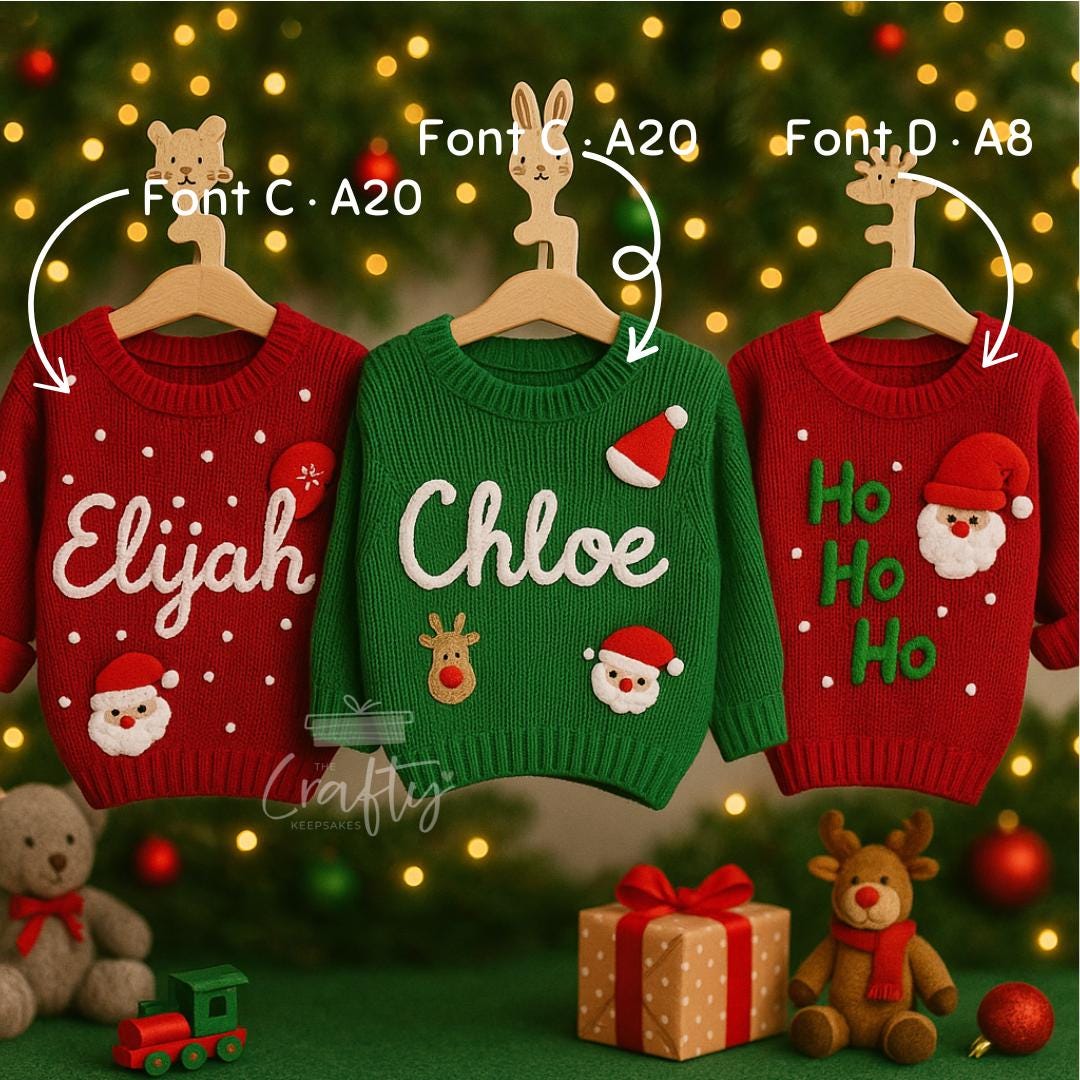 Custom Hand Embroidered Christmas Baby Sweater Jumper