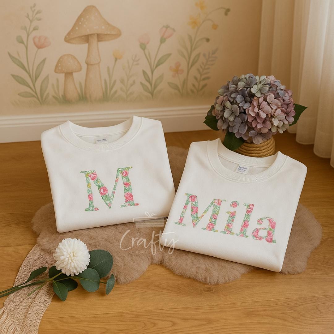 Custom Floral Name Kids Sweater: Embroidered Keepsake Gift