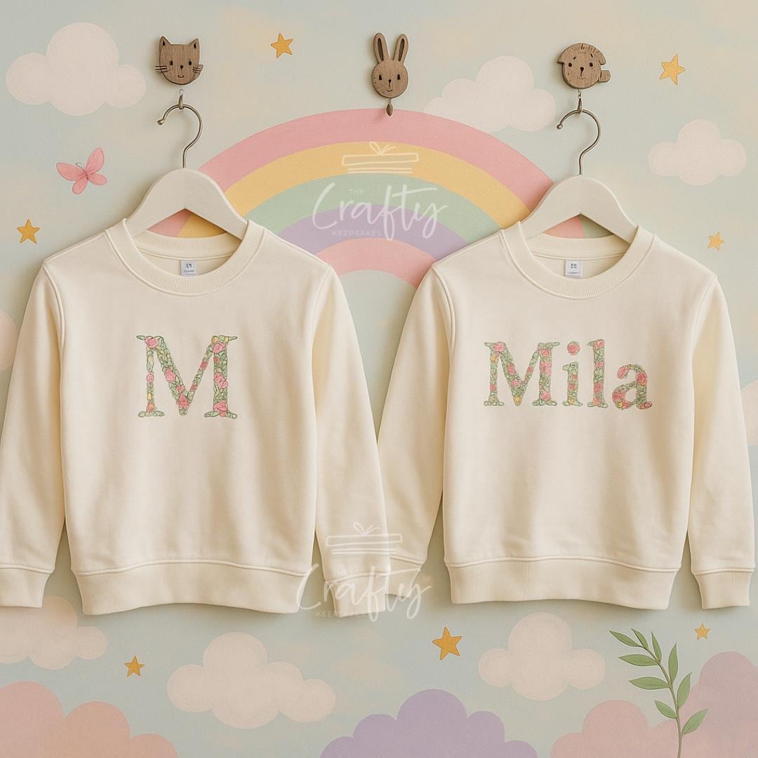 Custom Floral Name Kids Sweater: Embroidered Keepsake Gift