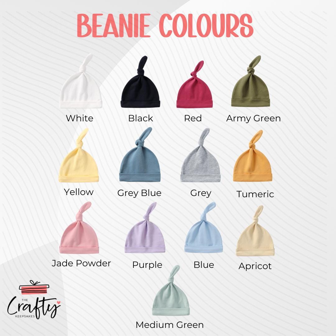 Personalised Baby Beanie: Embroidered Knot Hat, Newborn Gift