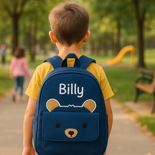 Personalised Bear Backpack for Kids, Toddler Name Bag, Embroidered Nursery Bag, Cute Travel Backpack, Gift for Boys Girls, Preschool Bag