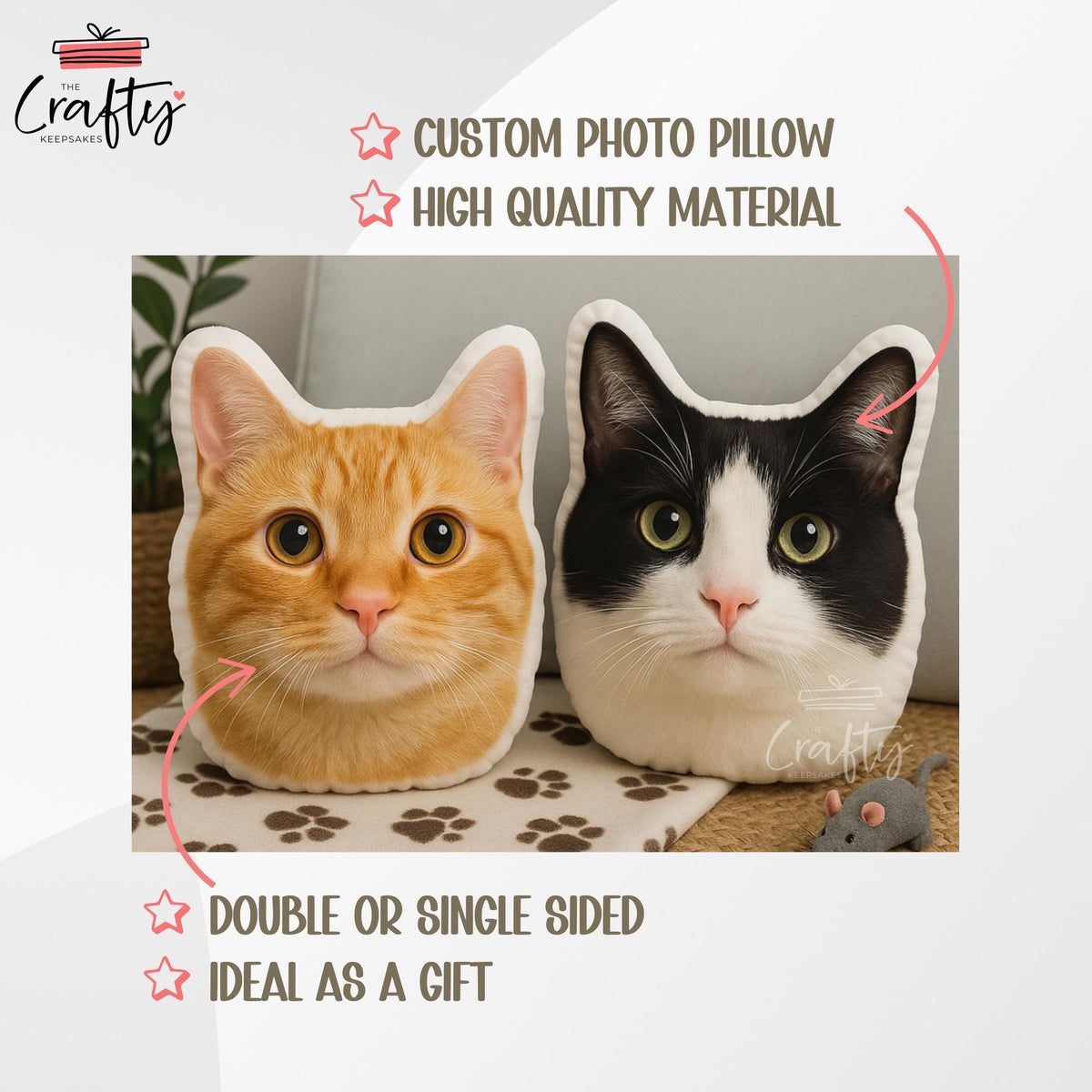 Custom Pet Pillow: Personalised Dog/Cat Memorial Gift