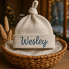 Personalised Baby Beanie: Embroidered Knot Hat, Newborn Gift