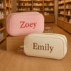 Personalised Embroidered Corduroy Makeup Bag: Custom Travel Cosmetic Pouch