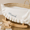 Personalised Embroidered Knit Baby Blanket: Soft Cotton Ruffled Keepsake