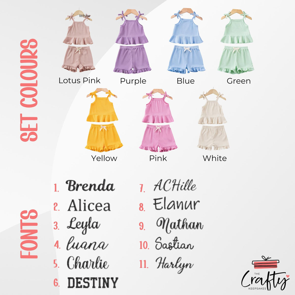 Personalised Baby Girl Summer Outfit: Embroidered Ruffle Top & Shorts