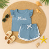 Personalised Toddler Outfit Set: Embroidered Name Ruffle Top & Shorts