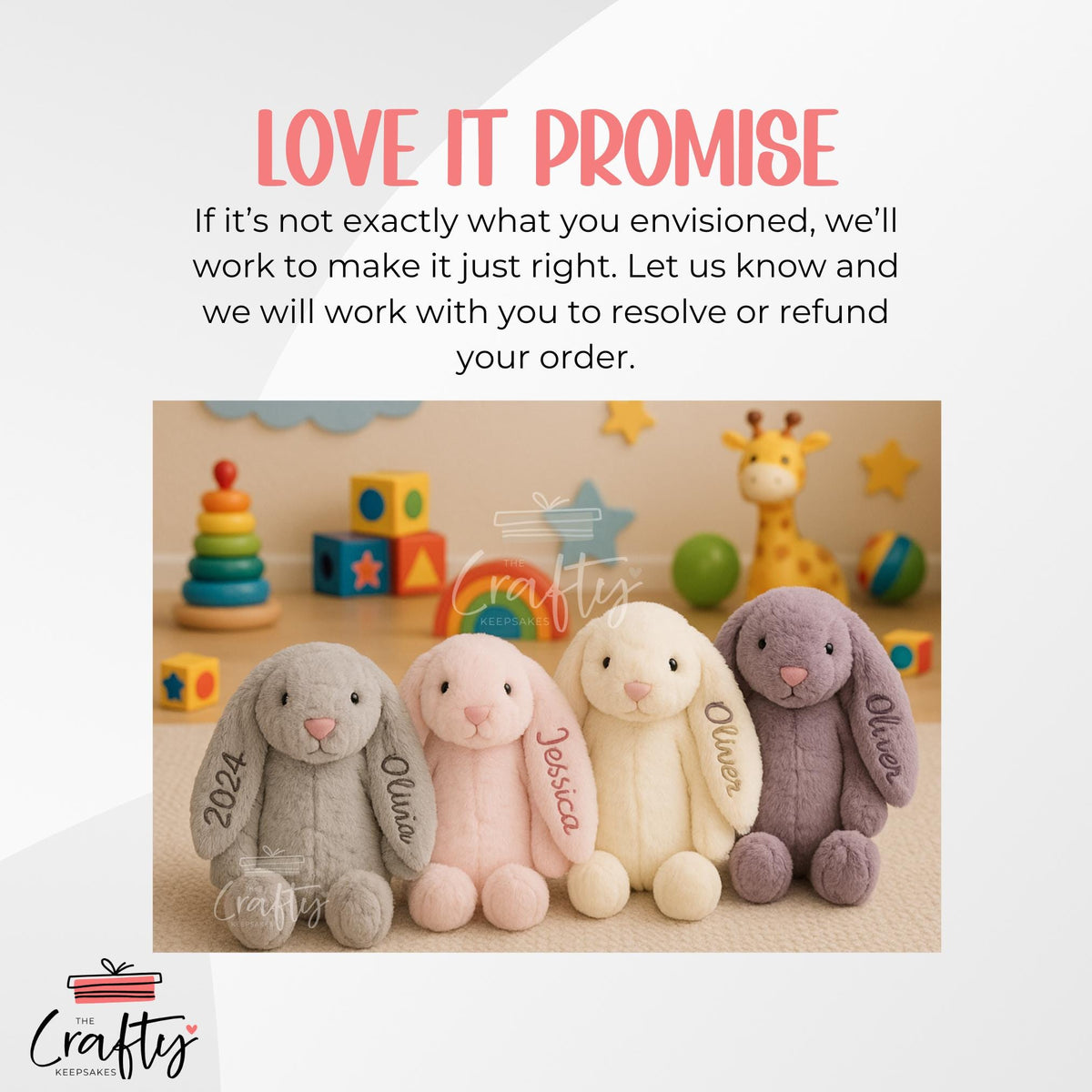 Personalised Embroidered Bunny Plush: Custom Baby Keepsake