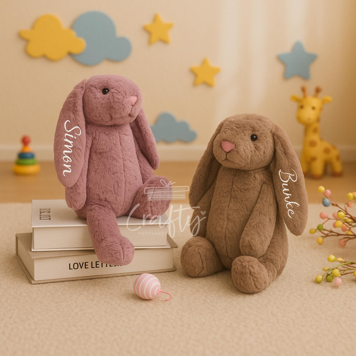 Personalised Embroidered Bunny Plush: Custom Baby Keepsake
