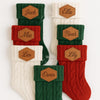 Personalised Knit Christmas Stocking: Engraved Leather Name Patch