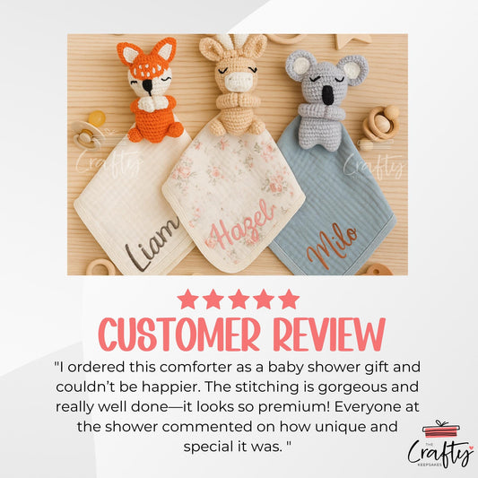 Custom Name Stuffed Animal Blanket | Personalised Baby Lovey with Soft Toy | Baby Shower Gift | Newborn Snuggle Comforter, Name Announcement
