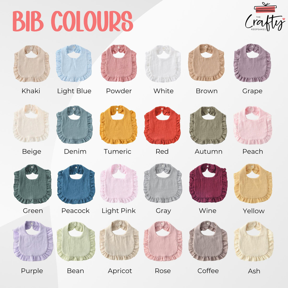 Personalised Name Ruffle Baby Bib: Custom Embroidered Cotton Newborn Gift