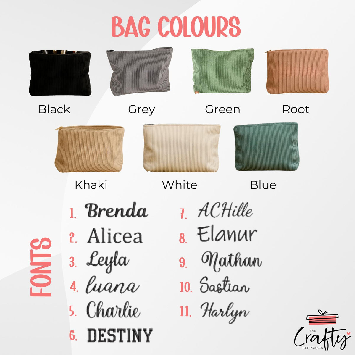 Custom Name Corduroy Makeup Bag | Custom Corduroy Makeup Bag | Personalised Name Zip Pouch | Travel Gift Idea for Women or Bridesmaids Gift