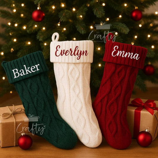 Personalised Name Christmas Stocking | Custom Name Knit Stocking | Festive Personalised Gift | Holiday Decor | Family Name Xmas Stockings