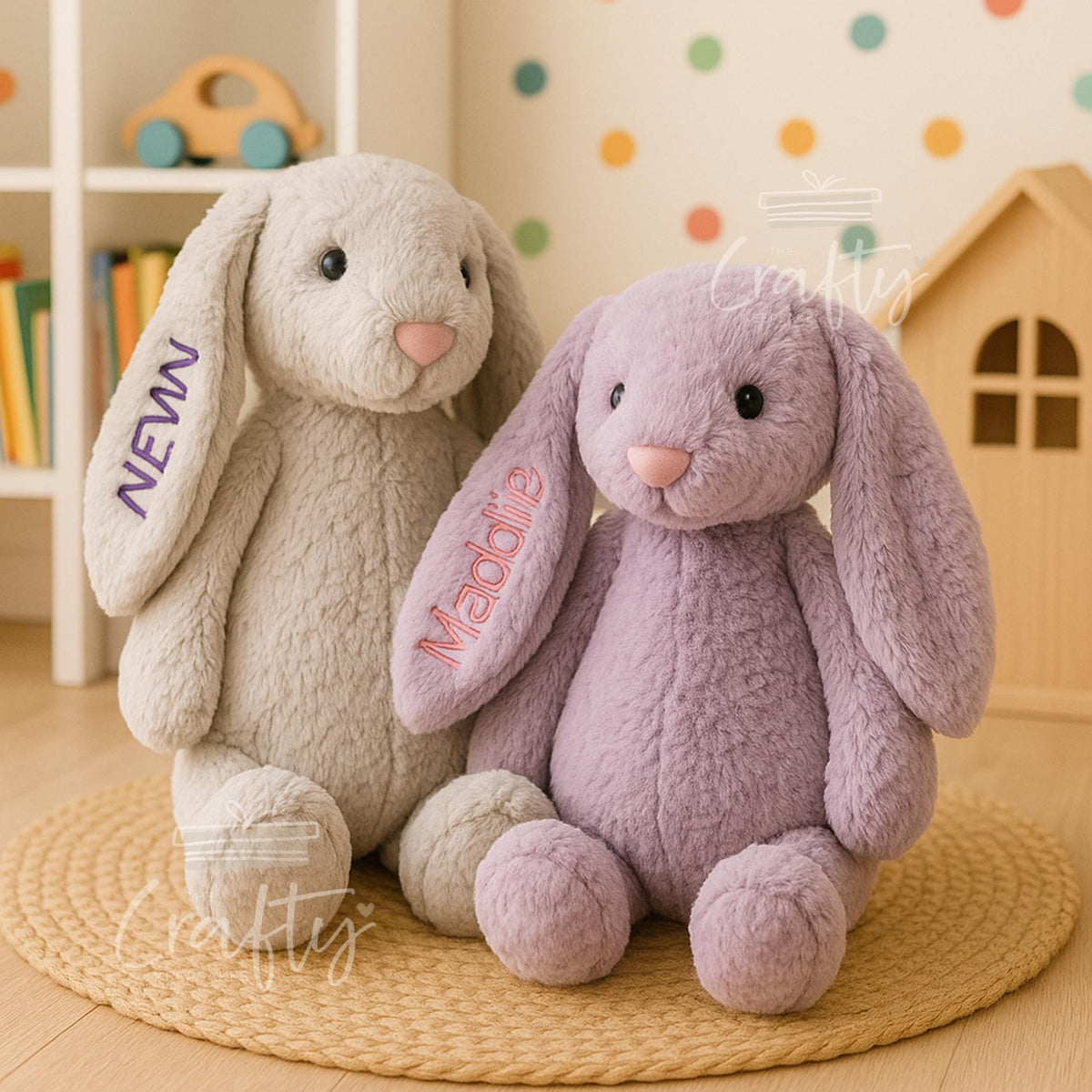 Personalised Embroidered Bunny Plush: Custom Baby Keepsake