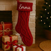 Personalised Knit Christmas Stocking: Embroidered Name, Custom Holiday Decor