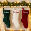 Personalised Knit Christmas Stocking: Embroidered Name, Custom Holiday Decor