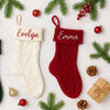 Personalised Knit Christmas Stocking: Embroidered Name, Custom Holiday Decor