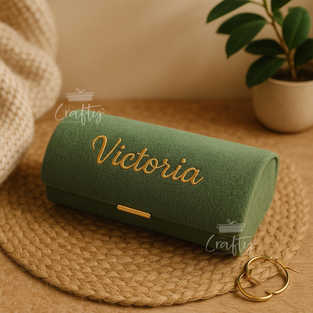 Personalised Velvet Travel Jewelry Box: Engraved Ring & Earring Case