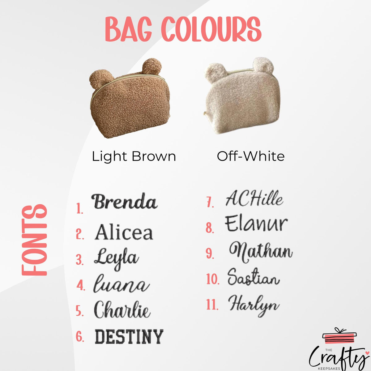 Personalised Bear Embroidered Makeup Bag: Custom Name Travel Pouch