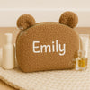 Personalised Bear Embroidered Makeup Bag: Custom Name Travel Pouch