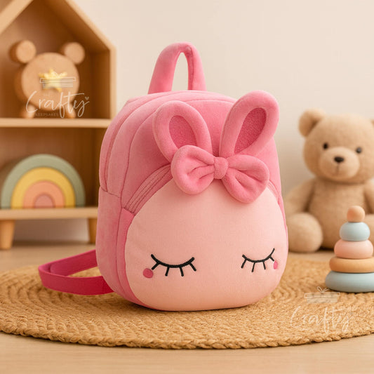 Personalised Plush Kids Backpack: Embroidered Name, Cartoon Animal Bag