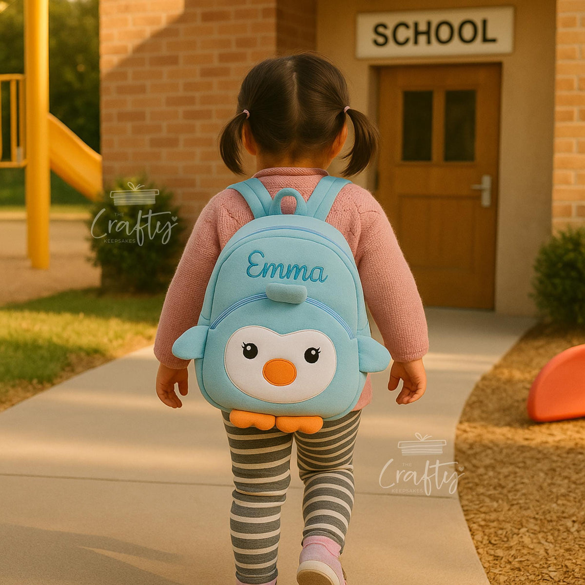 Personalised Plush Kids Backpack: Embroidered Name, Cartoon Animal Bag