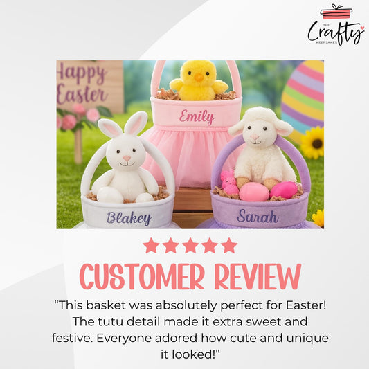 Personalised Ballet Girl Easter Basket: Embroidered Name, Velvet Skirt