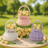 Personalised Flower Girl Basket: Embroidered Name, Velvet Yarn Skirt