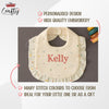 Personalised Name Baby Bib: Custom Embroidered Ruffled Cotton Feeding Bib