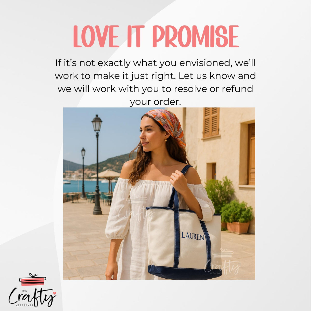 Personalised Canvas Tote Bag with Zip: Embroidered Everyday Handbag