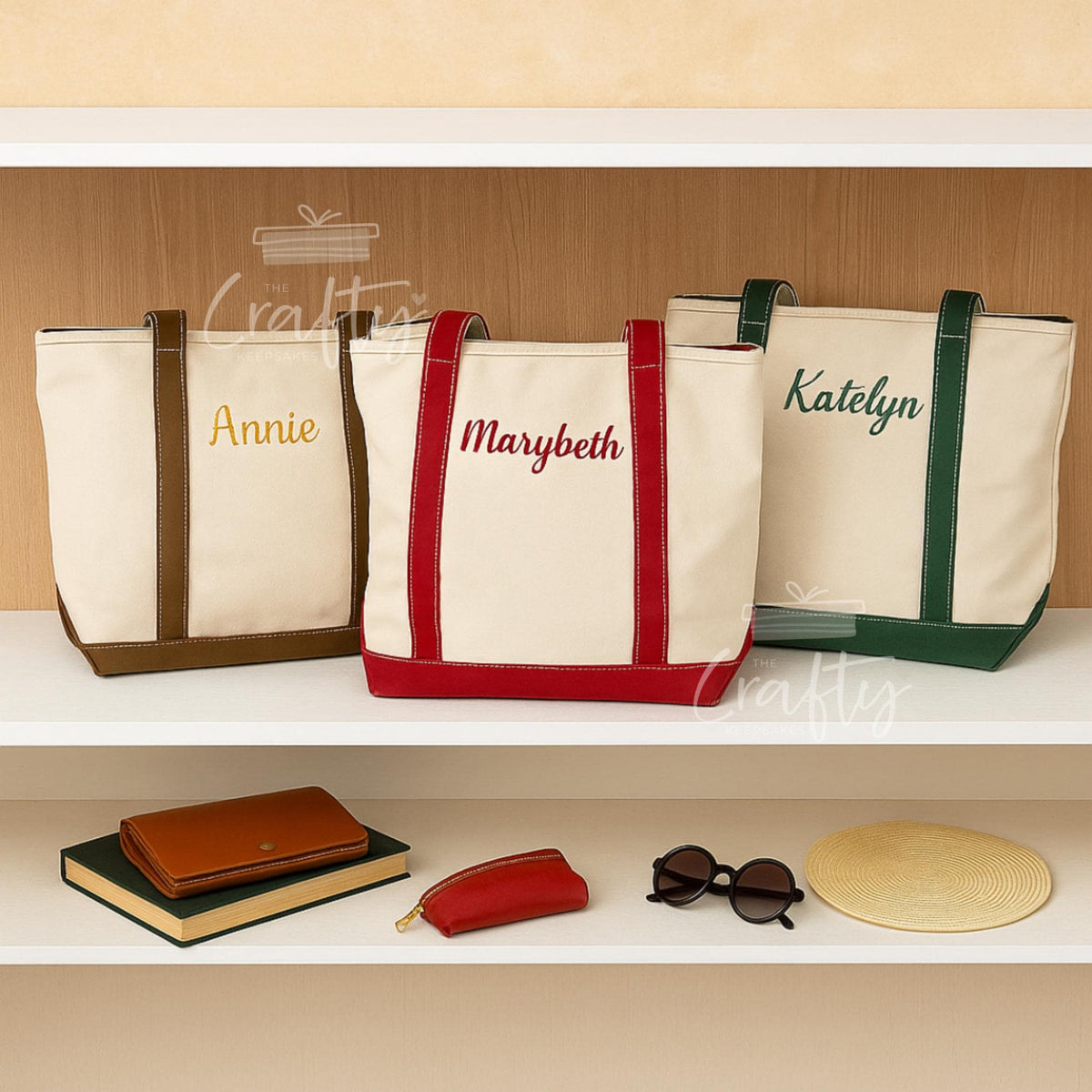 Personalised Canvas Tote Bag with Zip: Embroidered Everyday Handbag