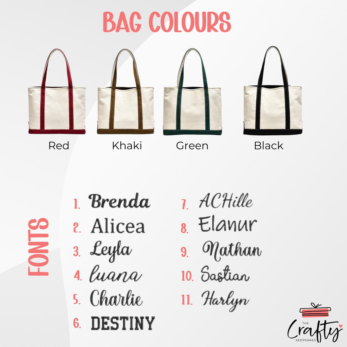 Personalised Canvas Tote Bag with Zip: Embroidered Everyday Handbag