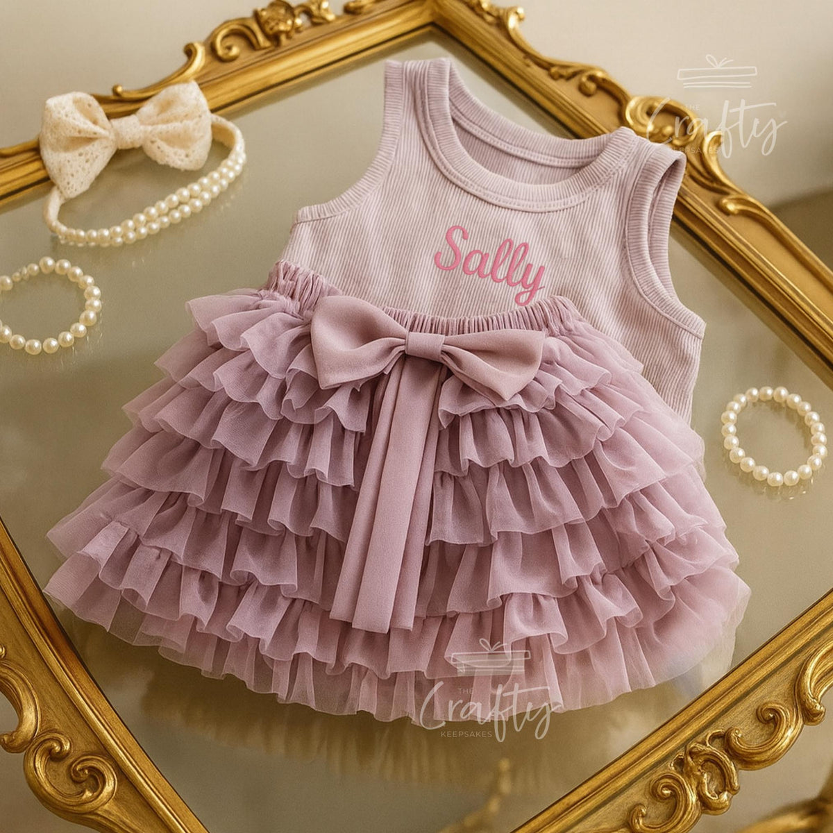 Embroidered Baby Summer Outfit: Personalised Cotton Vest & Skirt