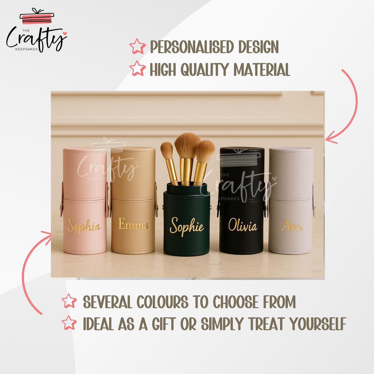 Custom Makeup Brush Holder with Lid: PU Leather Barrel Storage Cup, Portable Pen Holder, Desk Organiser Gift for Women