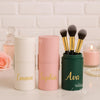 Custom Makeup Brush Holder with Lid: PU Leather Barrel Storage Cup, Portable Pen Holder, Desk Organiser Gift for Women