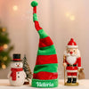 Personalised Long Christmas Hat: Custom Embroidered Elf Hat, Red and White or Red and Green Extra Tall Holiday Hat, Party Costume Fun