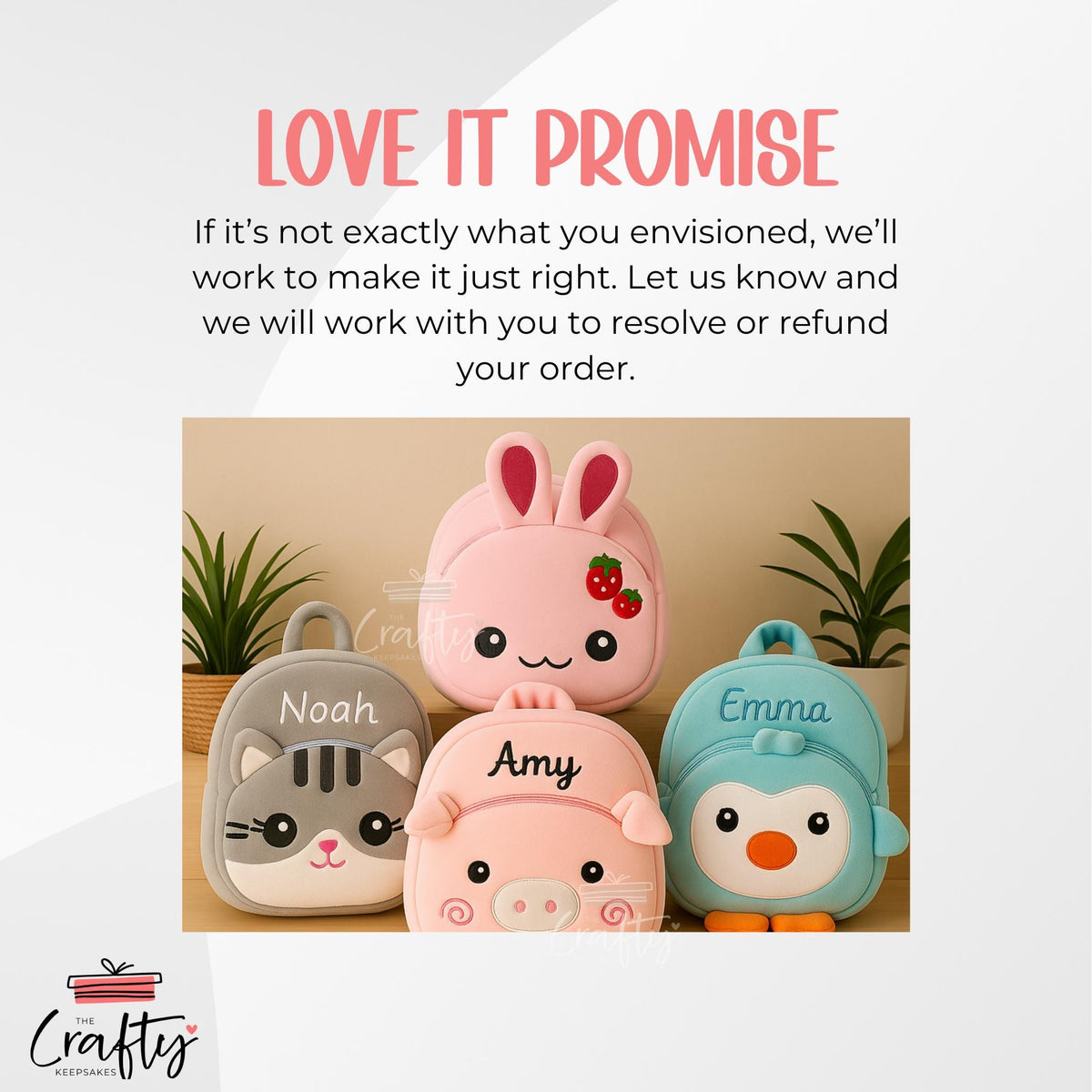 Personalised Plush Kids Backpack: Embroidered Name, Cartoon Animal Bag