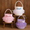 Personalised Ballet Girl Easter Basket: Embroidered Name, Velvet Skirt