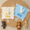Embroidered Baby Animal Lovey: Personalised Plush Comfort Toy