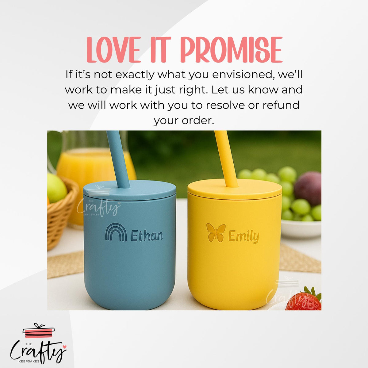 Personalised Silicone Baby Cup with Straw: Laser Engraved Toddler Learning Cup