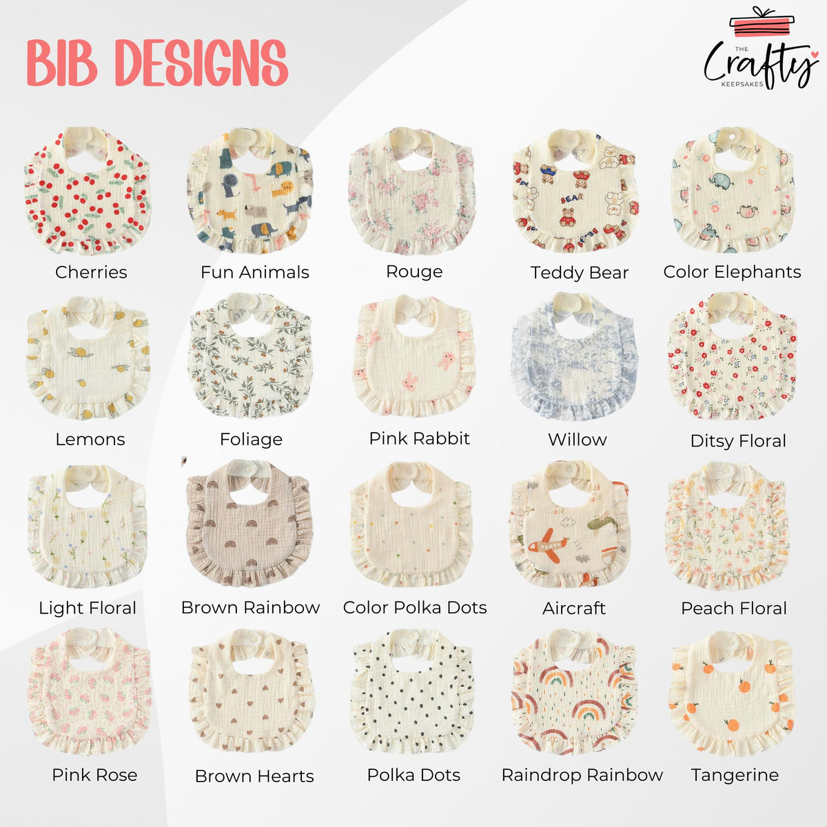 Personalised Name Baby Bib: Custom Embroidered Ruffled Cotton Feeding Bib