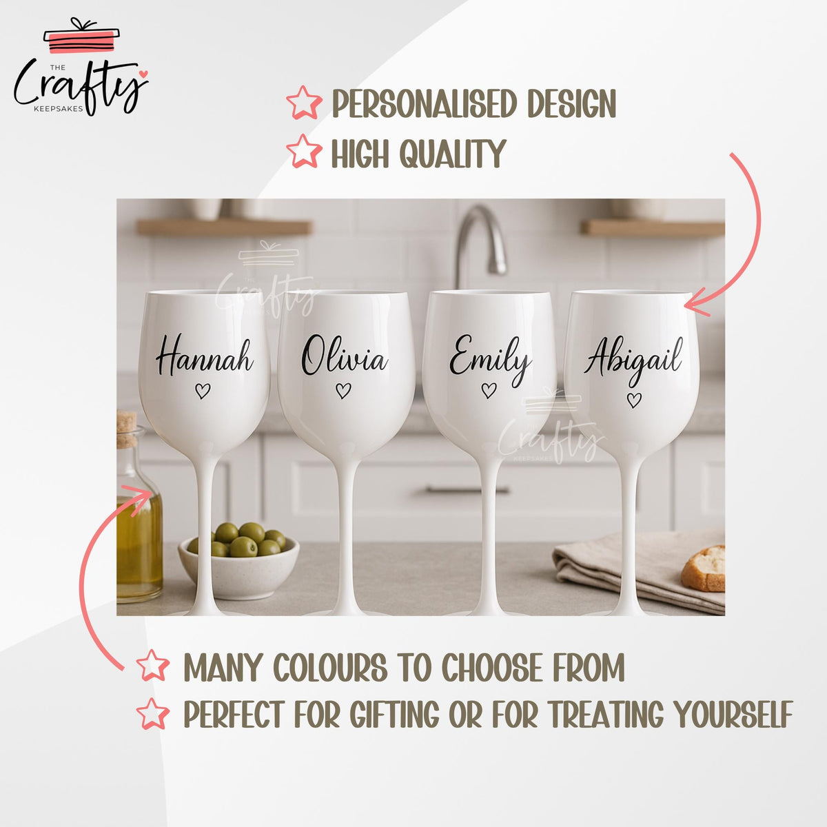 Personalised White Plastic Wine Glass: 16oz Custom Drinkware Gift