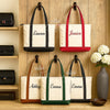 Personalised Canvas Tote Bag with Zip: Embroidered Everyday Handbag