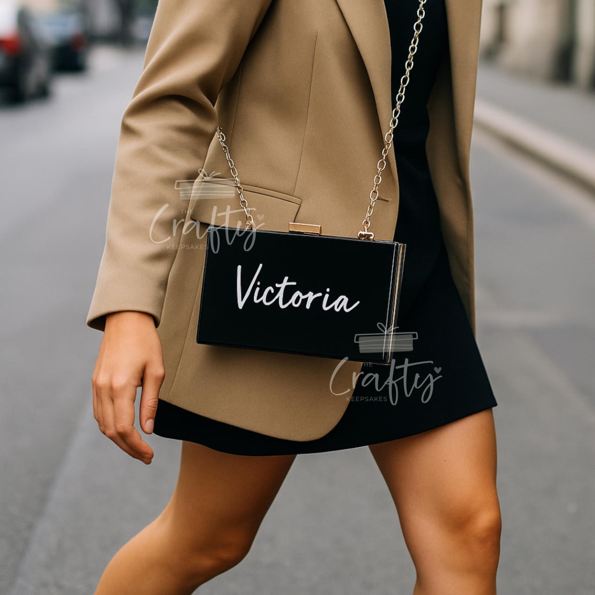 Personalised Acrylic Box Clutch: Custom Embroidered Name Wedding Bag