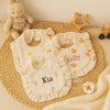 Personalised Name Baby Bib: Custom Embroidered Ruffled Cotton Feeding Bib